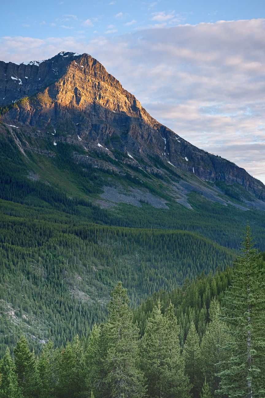 Sunset over Storm Mountain, view from our cabin